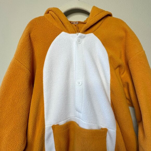 KANGAROO Animal Onesie Pajamas Kids 5-6 Cozy Hooded Brown Halloween Costume - Picture 3 of 7